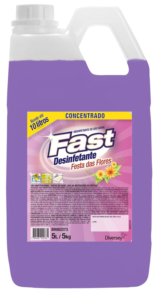 FAST DESINFETANTE FESTA DAS FLORES 4x5L - DESINFETANTE DE USO GERAL